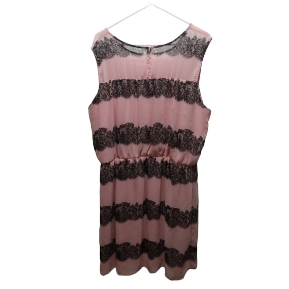 Enfocus Woman Pink & Black (Lace Print)Sleeveless Mini Dress Barbiecore 20W - Picture 5 of 11